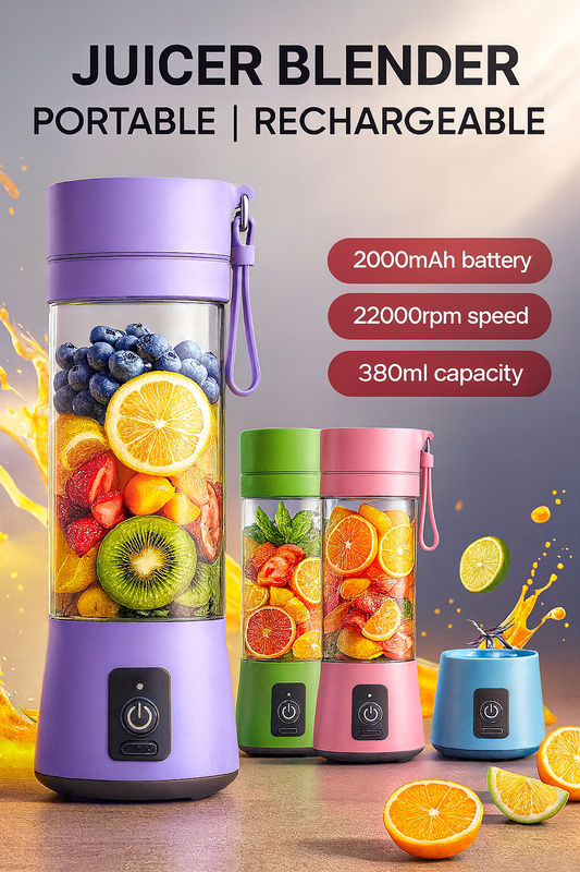 Portable Rechargeable Mini Juicer Blender Machine 6 Blades Smoothie Maker Cup 380ml