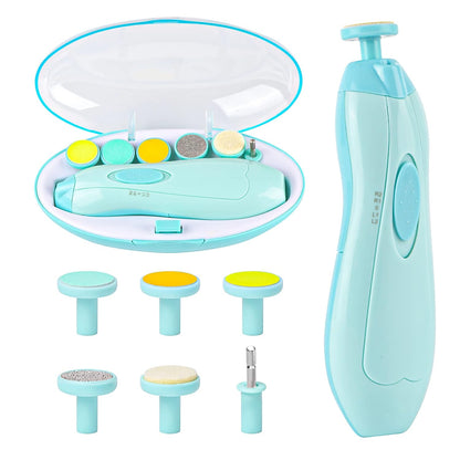 6 in 1 Baby Nail Trimmer Electric Baby Nail Cutter Kit with LED Light Portable Nail File for Newborn and Kids