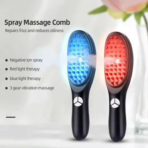 Rechargeable 5-in-1 Hair Growth Steamer Brush with LED Red/Blue Light Therapy