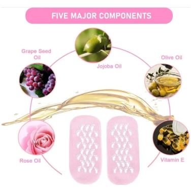 Reusable Silicone Spa Gel Moisturizing Socks for Dry Feet & Cracked Heels
