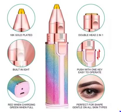 2-in-1 Rechargeable Eyebrow Trimmer & Facial Hair Remover for Women