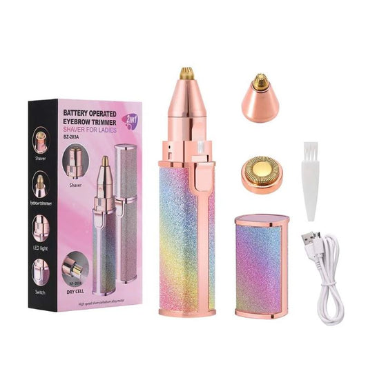 2-in-1 Rechargeable Eyebrow Trimmer & Facial Hair Remover for Women