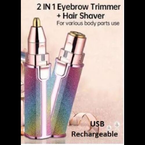 2-in-1 Rechargeable Eyebrow Trimmer & Facial Hair Remover for Women