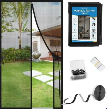 Magic Mesh Magnetic Screen Door Curtain – Auto Close Mosquito Net for Wooden & Sliding Doors