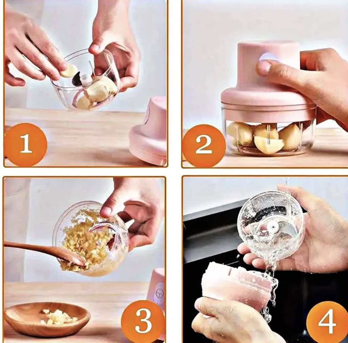 Wireless Electric Garlic Chopper 250ml – USB Rechargeable Mini Food